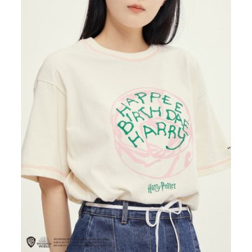 韓國Romantic Crown - [HP X RMTC] HAPPY B DAY CAKE T-SHIRTS_OATMEAL